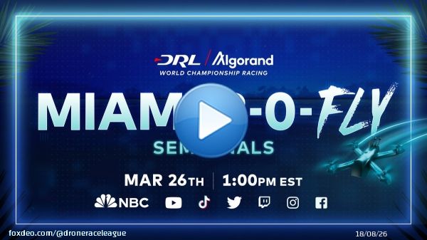 The heat is on in Miami as the world&rsquo;s 12 best pilots battle it out for the 2022-2023 DRL @Algorand World Championship   Watch Miami 3-0-FLY&rsquo;s Semifinals on March 26th at 1 pm ET on NBC and Twitter  #Miami30FLY #droneracing #DRL