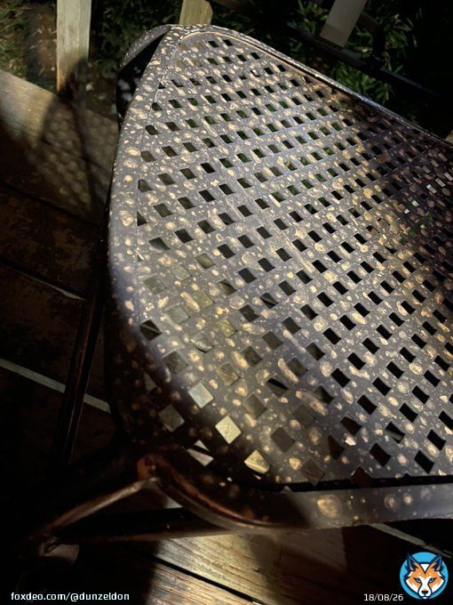 #Austin #atxwx #austinweather I came out for my morning coffee / cig after our #supercell #hailstorm last night & found this tan substance on the patio furniture this morning.   It smells dreadful.   #eastpalestinedisaster #NorfolkSouthern came to mind immediately  #atx any1else?