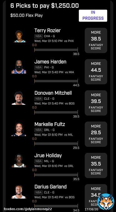 Giveaway Alert!If this #PrizePicks fantasy score slip goes 6/6 I will give away $100 to one lucky follower who likes, RT, and tags a friend! #DFS #GamblingTwitter #sportsbettingtwitter
