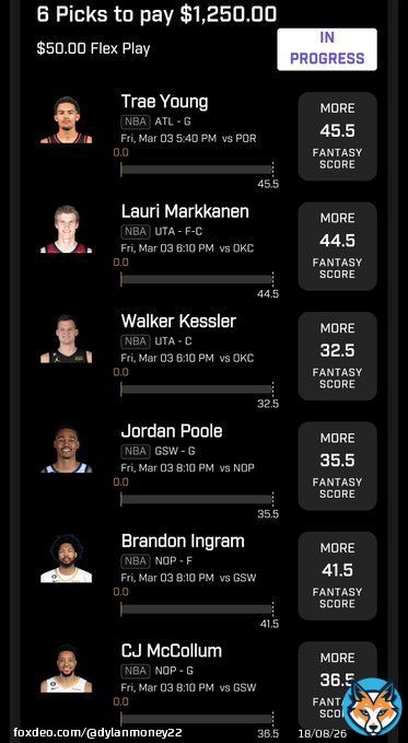Giveaway Alert   Here is a #PrizePicksNBA slip that I am playing. If this slip goes 6/6, then I will giveaway $100 to one lucky person who likes, RT, and tags a friend! #DFS #Giveaways #Prizepicks #Sportsbettingtwitter #gamblingtwitter
