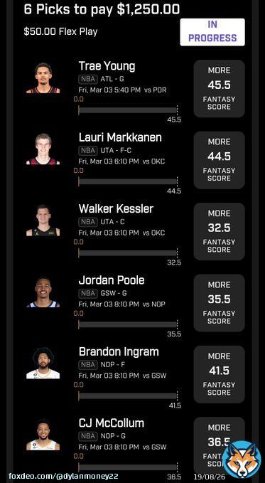 Giveaway Alert   Here is a #PrizePicksNBA slip that I am playing. If this slip goes 6/6, then I will giveaway $100 to one lucky person who likes, RT, and tags a friend! #DFS #Giveaways #Prizepicks #Sportsbettingtwitter #gamblingtwitter