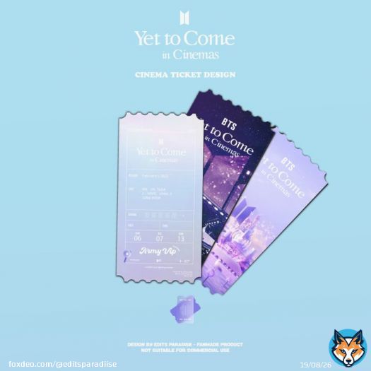Cinema Ticket Design - YET TO COME IN CINEMAS   FREE DOWNLOAD LINK:   #YetToComeInCinemas @BTS_twt