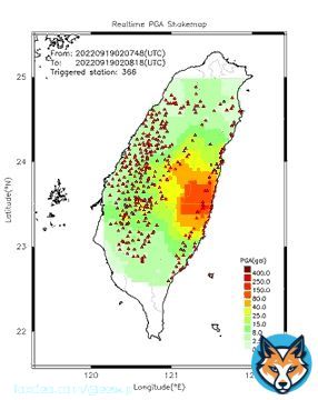 Automatically Plotted Shakemaps: * 2022-09-19 10:08:18 (UTC+08:00, Taipei) * Evt. 20220919100748, 30s after trig. * Total 366 triggered stations  Note: These shakemaps are not yet confirmed, for reference only! #地震 #台灣 #earthquake #Taiwan