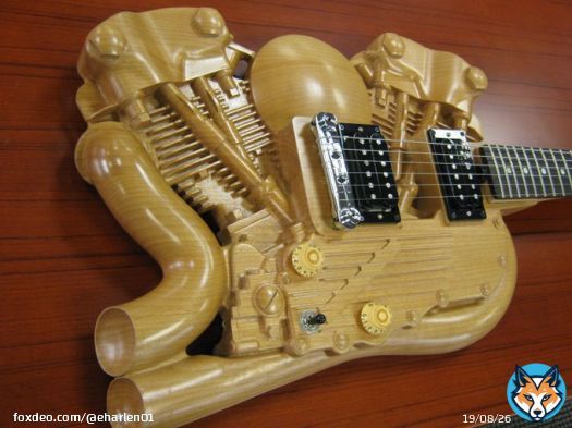 American Showster 'Twin', a Harley Davidson inspired guitar from the American Showster Guitar Company. #AmericanShowster #HarleyDavidson