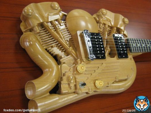 American Showster 'Twin', a Harley Davidson inspired guitar from the American Showster Guitar Company. #AmericanShowster #HarleyDavidson