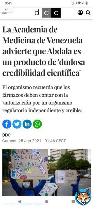 #ALERTA Respecto a la 'Vacuna' #Abdala contra el #COVID19, la Academia de Medicina de Venezuela, se&ntilde;al&oacute; que Abdala no es una vacuna a&uacute;n, sino un COMPUESTO EXPERIMENTAL, y que los gobiernos, estan lucrando con la salud p&uacute;blblica al aplicarla como 'cura milagrosa' contra el COVID-19