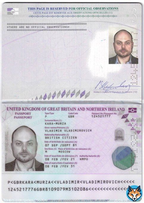 В лице Кара-Мурзы Россия потеряла своего лучшего гражданина Великобритании с ВНЖ в США  С ВНЖ особенная чекистская мерзость произошла: Владимир должен был его продлить в мае 2022 но в апреле уехал в СИЗО и не вернулся  Волосы стынут в жилах от такой репрессии  Орда
