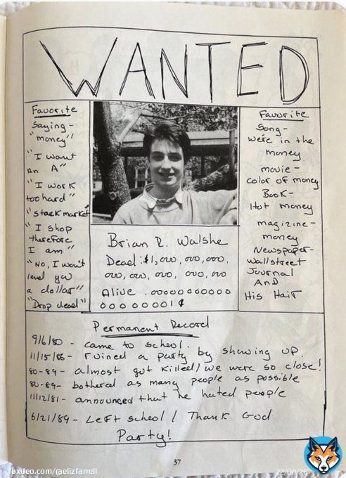 Someone sent me Brian Walshe's page from our yearbook. Totally forgot about this unfortunate decision of his ...