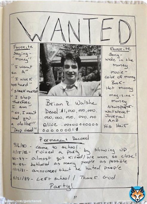 Someone sent me Brian Walshe's page from our yearbook. Totally forgot about this unfortunate decision of his ...