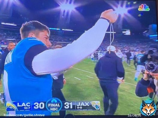 After kicking the game winner for the @Jaguars, Riley Patterson took off his cross necklace and held it up for the camera.  #DUUUVAL