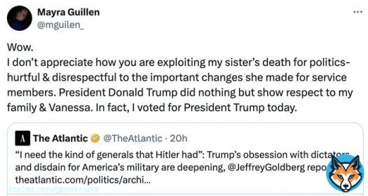 The Atlantic is an evil publicationQuoteShaun Maguire@shaunmmaguire&middot;15hThis is evil reporting by The Atlantic  They make an outrageous claim, which one of the two sources denies (Pfeiffer) but they run the story anyways  They also claim Trump denigrated a dead soldier, whose family (Mayra) denies it  Dear MSM, you will die if you keep doing thisShow more