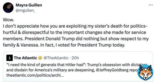 The Atlantic is an evil publicationQuoteShaun Maguire@shaunmmaguire&middot;15hThis is evil reporting by The Atlantic  They make an outrageous claim, which one of the two sources denies (Pfeiffer) but they run the story anyways  They also claim Trump denigrated a dead soldier, whose family (Mayra) denies it  Dear MSM, you will die if you keep doing thisShow more