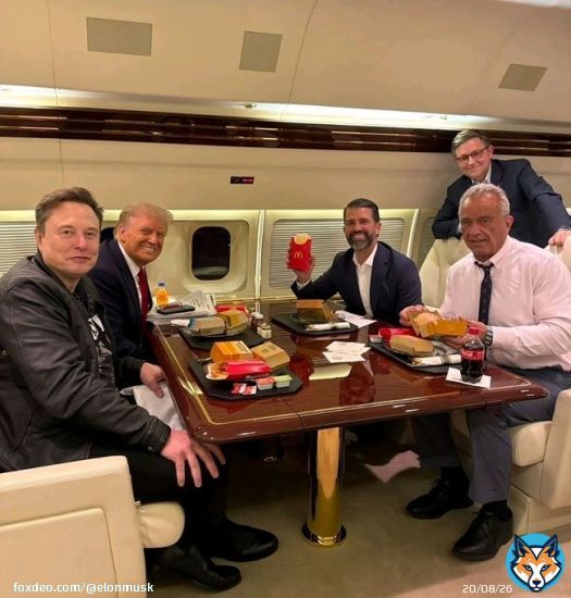 That was a such a fun night!   I have to say that the team @realDonaldTrump is assembling for this administration is very strong. The vibe is good.QuoteALEX@ajtourville&middot;5hTrump: Big Mac, Filet-O-Fish. large fries  Elon: Quarter Pounder w/ cheese, 10 nuggies, large fries  Which one do you go for?