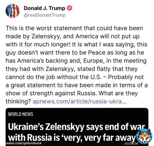 Zelensky wants a forever war, a never-ending graft meat grinder. This is evil.Quote