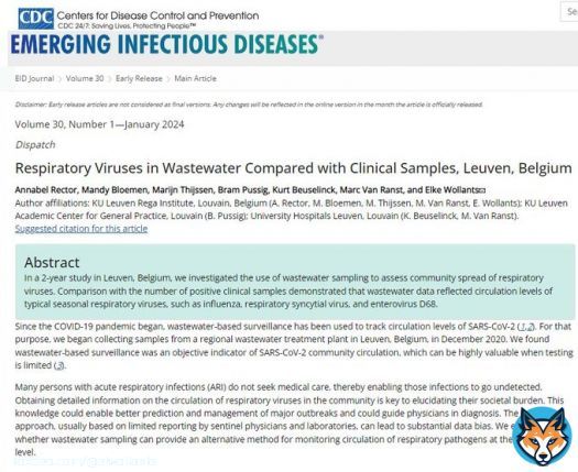 Our recent article, published in @EIDjournal ! We investigated the use of #wastewater sampling to assess community spread of respiratory viruses.