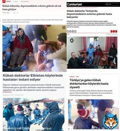Several Turkish media highlight the solidarity work carried out by the brigade of Cuban doctors in the region of Kahramanmaraş affected by recent earthquakes. #CubaPorLaVida