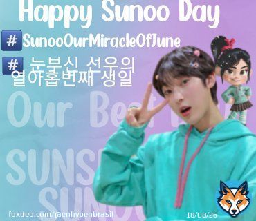 Hoje &eacute; o dia do nosso Sunshine ent&atilde;o vamos comemorar!  Comecem a usar as tags &agrave;s 11:30 no hor&aacute;rio de Bras&iacute;lia.   # SunooOurMiracleOfJune # 눈부신_선우의_열아홉번째_생일  #ENHYPEN #엔하이픈 #エンハイプン #SUNOO #김선우 @ENHYPEN @ENHYPEN_membe
