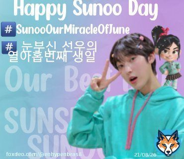 Hoje &eacute; o dia do nosso Sunshine ent&atilde;o vamos comemorar!  Comecem a usar as tags &agrave;s 11:30 no hor&aacute;rio de Bras&iacute;lia.   # SunooOurMiracleOfJune # 눈부신_선우의_열아홉번째_생일  #ENHYPEN #엔하이픈 #エンハイプン #SUNOO #김선우 @ENHYPEN @ENHYPEN_membe