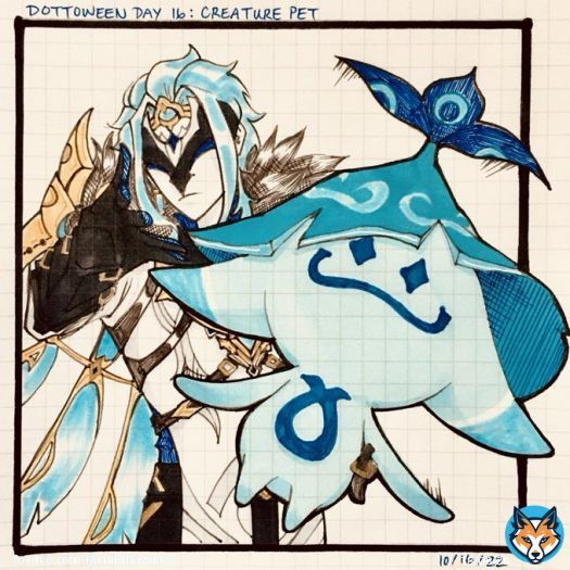 day 16 of #Dottoween2022: creature pet &ldquo;woe, plague be upon ye&rdquo; &mdash; #dottore #GenshinImpact #原神