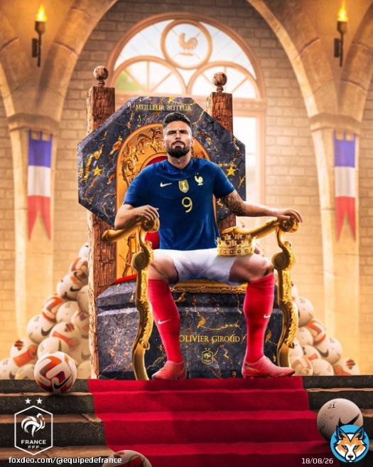 ???????????????? ???????????? ???????????? ????????????̂????????   Ouverture du score des Bleus &agrave; la 44e minute !!   Gr&acirc;ce &agrave; ce but, @OlivierGiroud devient le ???????????????????????????????? ???????????????????????? de l&rsquo;hi