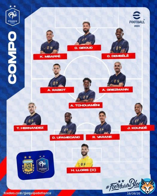 Voici le  de d&eacute;part pour notre ???????????????????????? ???????? ???????????????????? ???????? ???????????????????? contre l'Argentine   Coup d'envoi 16h00 sur @TF1   ???????????????? ????????????????????????̀???????? ???????????? ????????????
