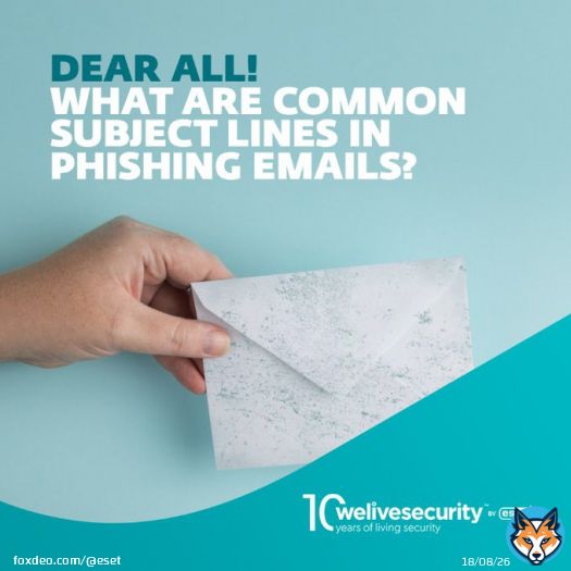 Stay vigilant against phishing emails!   Learn about common subject lines used by scammers, real-life examples, and how to spot red flags in our latest #WeLiveSecurity blog.   #ESET #ProgressProtected #Phishing
