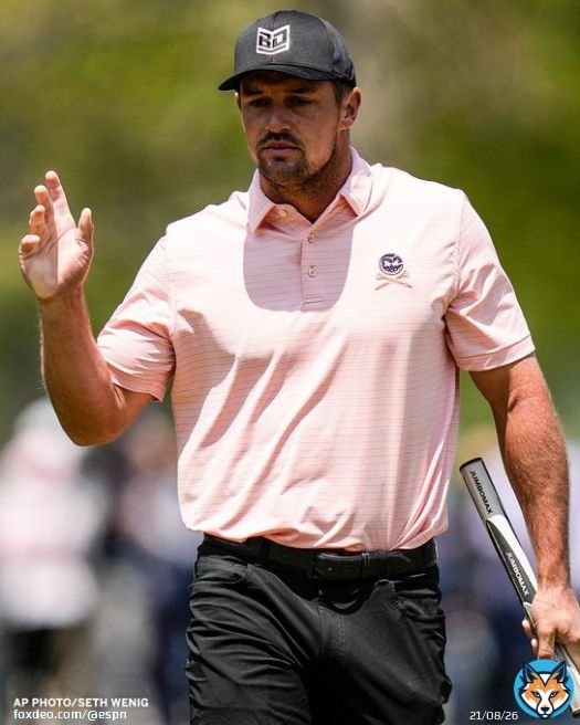 Bryson DeChambeau finished his round at the top of the leaderboard after shooting a 4-under 66, tied for his lowest career round at the #PGAChamp