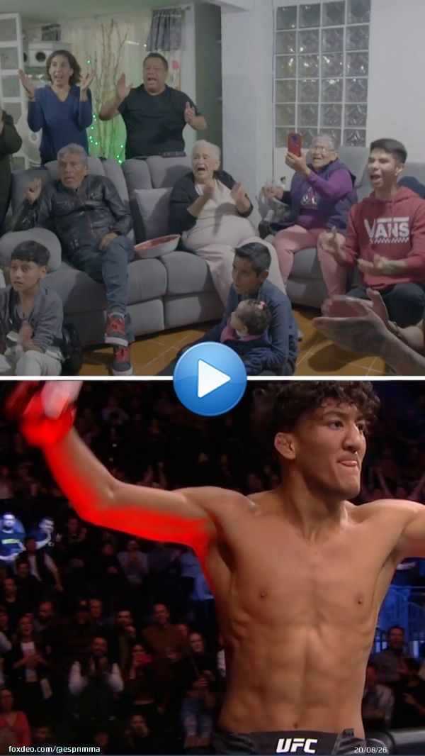 Raul Rosas Jr.'s family reacting to his debut win at #UFC282 is everything