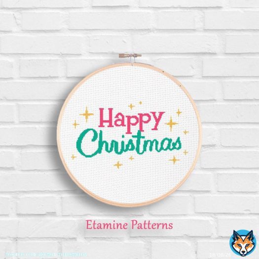 Happy Christmas Pdf Cross Stitch Pattern     #etsyshop #christmastree #pdfcrossstitchpatterns #digitalembroiderypatterns #handmadegifts #christmasgifts #walldecorideas #embroideryideas