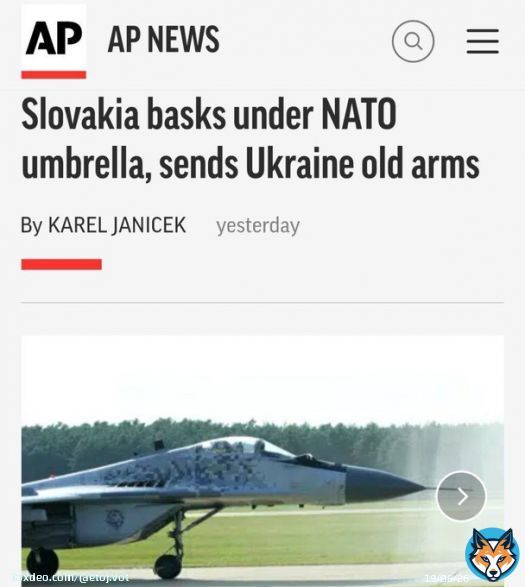 Словакия передаст ВСУ 10 из 11 своих истребителей МиГ, &mdash; Associated Press.  &laquo;Мы больше никогда не будем использовать МиГи. Они не имеют для нас реальной ценности. Если мы отдадим их Украине, они помогут спасти их жизни&raquo;, &mdash; сказал министр обороны Словакии Ярослав Надь.