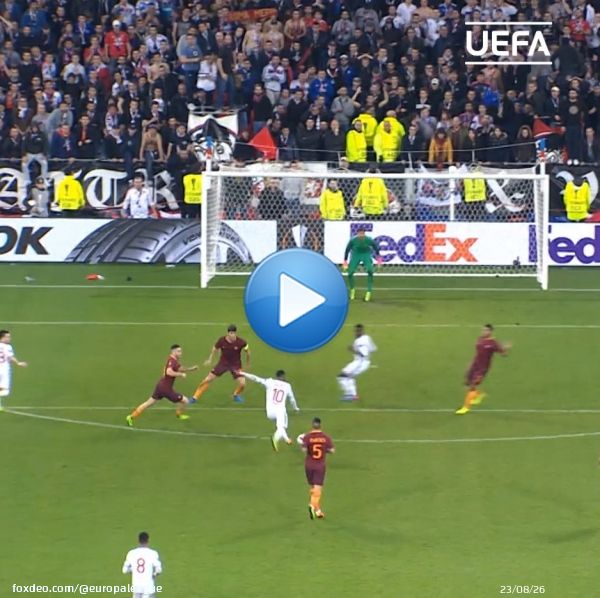 Lacazette finds the top corner #OTD in 2017⁣   @LacazetteAlex || @OL || #UEL