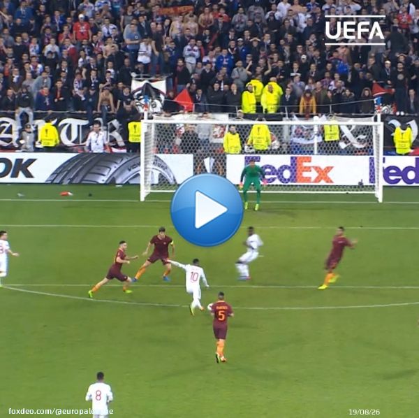 Lacazette finds the top corner #OTD in 2017⁣   @LacazetteAlex || @OL || #UEL