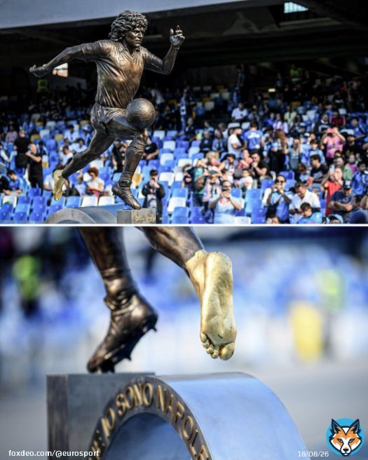 Napoli unveiled a Diego Maradona statue at the start of the season.  They are currently 7 points clear at the top of Serie A.  He's watching over them