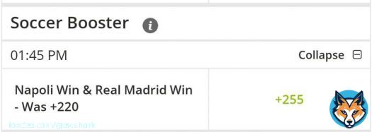 What better way to start Football Sunday than with some real Futbol!  La Liga Real Madrid win vs Real Sociedad &  Serie A Napoli win vs Roma boosted to +255   +5.43% EV  29.7% Probability  #BetOnline #SerieA #LaLiga #Napoli #RealMadrid #GamblingTwitter #FreePicks #FreeBets