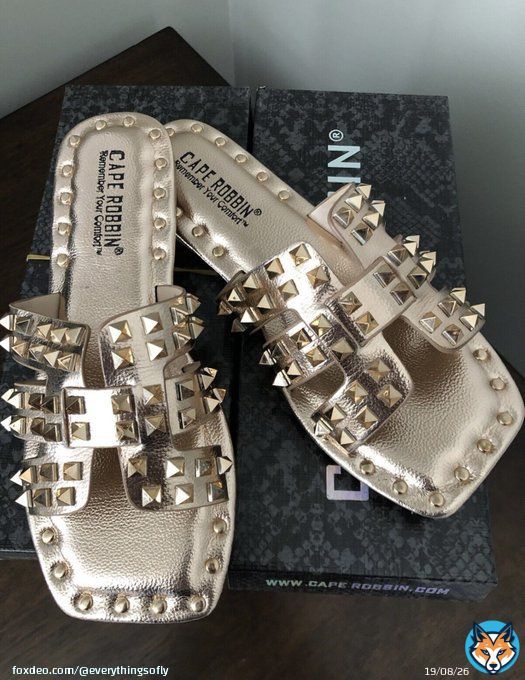 Gold Studded Slides #gold #store #Shoes #pretty #ShopMyCloset #LoveIsland #AstroX #mani #pedi #French #frenchnails #nailpolish #SheSaid #girlsnight #cute #love #feet #streetwear #shoeaddict #ladies