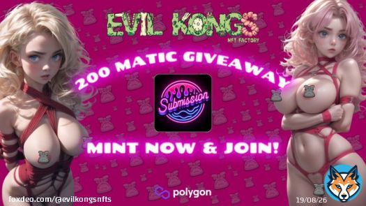 A new collection has arrived, Evil Submission have arisen!  Mint an Submission NFT and join now!  Minting Site:   $1500 EPEPE 6/H Staking Site:   200 MATIC Giveaway for holders  #NFT #NFTGiveaways #NFTCommuntiy #NFTdrops&hellip;Show more