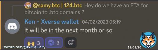 BNS domains getting minted like hot cakes right now with 100+ 4digit sales, a dozen 3digit .btc domain sales and $3k spent on a 2digit domain (87.btc) all in the last 24hours. Big things coming Q2 for #BNS. #bitcoin #ordinalsnft it&rsquo;s still early anon&hellip;