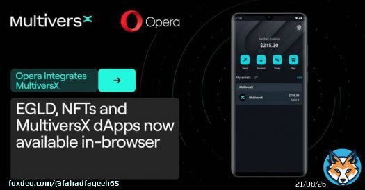 #Crypto Browser #Opera Integrates Layer 1 #Blockchain #MultiversX Users will be able to interact with the MultiversX network through its native #Tokens, #NFTs & decentralized applications, all within the Opera browser interface.  #Bitcoin #BTC #Binance #ETH #BNB #Twitter #News&hellip;
