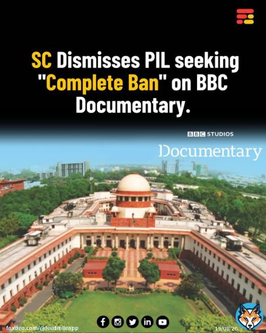 In a Wake of blocking Public Access to BBC's documentary 'India: The Modi Question', the Supreme Court today dismisses the PIL seeking Complete ban on airing Documentary.  #feedmile #narendramodi #PMModi #BBC #bbcDocumentary #supremecourt #law #ban #n #GujaratRiots&nbsp;#riots&nbsp;#dismiss