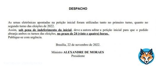 Alexandre de Moraes jogou um balde de &aacute;gua fria no pedido do Bolsonaro de anular as urnas.  Deixou claro: as urnas foram as mesmas do 1&deg; e 2&deg; turnos, ent&atilde;o o PL e Bolsonaro devem pedir a anula&ccedil;&atilde;o de TODOS os eleitos, n&atilde;o apenas Lula.  Caso contr&aacute;rio, o pedido vai pra lata do lixo