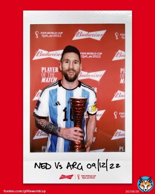 No-look assist  Goal to tie Batistuta&rsquo;s #FIFAWorldCup record  @Budweiser Player of the Match  All in a night&rsquo;s work for Lionel Messi.     #NEDARG  #POTM #YoursToTake #BringHomeTheBud @budfootball