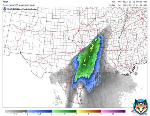 HREF showing STP values of 4 from #DFW to #CollegeStation #Texas. Everything is trending worse for this evening's severe threat. #wxtwitter #weather #severeweather #thunderstorm #tornado #TXwx #OKwx #ARwx #LAwx #Texas #Oklahoma #Arkansas #Louisiana ##Dallas @chasetxwx