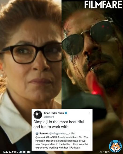 How sweet!   In the latest #AskSRK session, #ShahRukhKhan had the kindest words about working with #DimpleKapadia in #Pathaan.