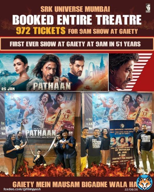 For the first time in 51 years at gaiety, a 9am show is being organised by @srkuniverse & 972 seater is sold out! Even at Raj Mandir Jaipur we have organised a 9am show, similar massive plans in over 200 cities in India. Any special msg for all the fans? @iamsrk  #AskSRK