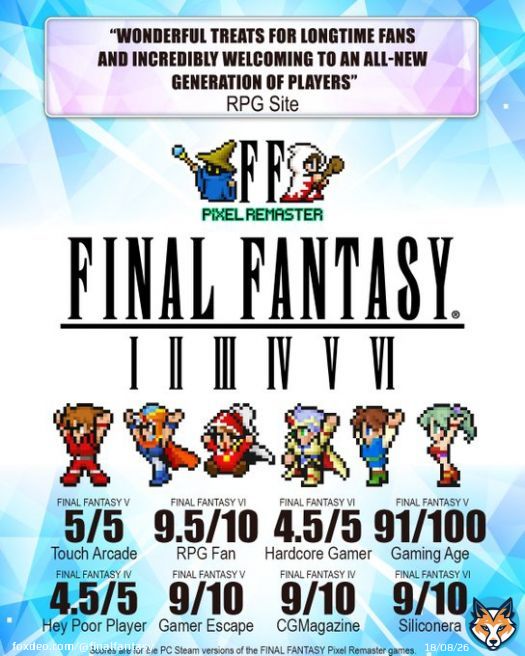 Time to celebrate: the Final Fantasy Pixel Remaster series launches on Nintendo Switch and PlayStation 4 at 8am PDT / 4pm BST on April 19th.  Which of these critically-acclaimed adventures will you play first?