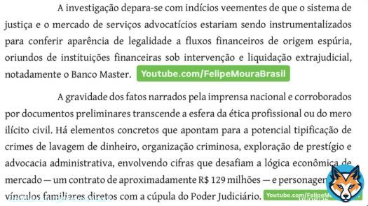 Suspeitas de “lavagem de dinheiro, organização criminosa, exploração de prestígio e advocacia administrativa”, ligadas ao contrato da esposa de Moraes com Master, constam no requerimento do senador Alessandro Vieira para quebrar sigilos de escritórios dela e convocá-la à CPI.