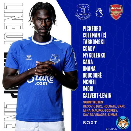 Everton vs Arsenal | Lineups