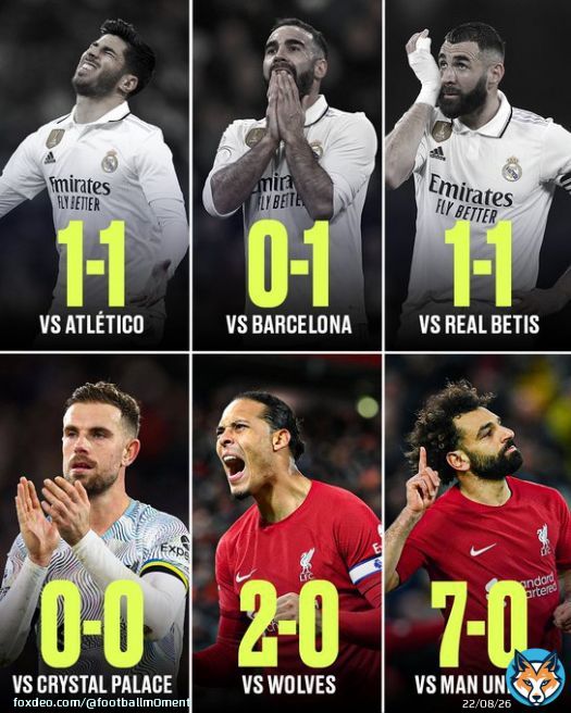 Real Madrid and Liverpool since Real Madrid's 5-2 win over the Reds in the Champions League