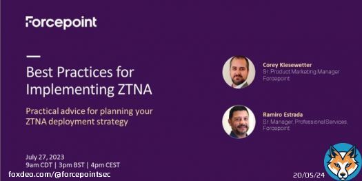 July 27 | Planning to implement Zero Trust Network Access (ZTNA) soon? Join Corey Kiesewetter and Ramiro Estrada to learn the best practices and strategies for ZTNA deployment. Register here: