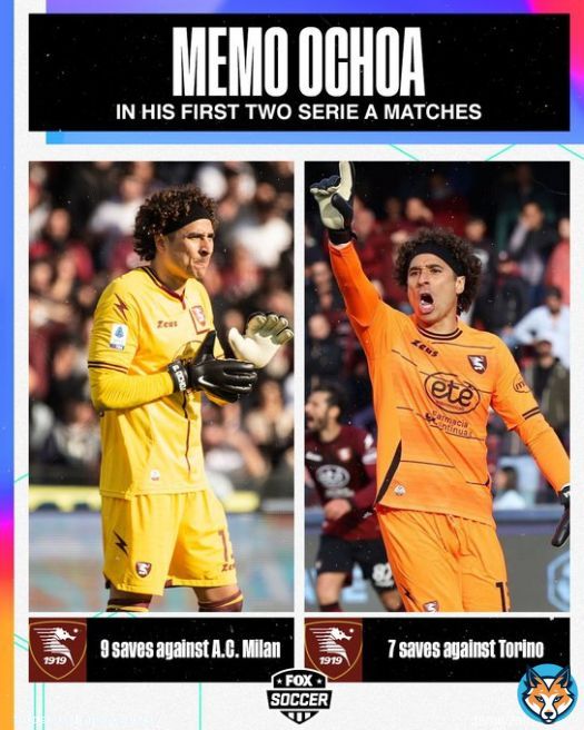 Aging like fine wine 37-year-old Memo Ochoa has made a total of 16 saves in his first two Serie A matches for @OfficialUSS1919